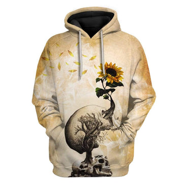 Custom T-shirt - Hoodies Skull And Sunflower HD-GH1281907 3D Custom Fleece Hoodies Hoodie S 