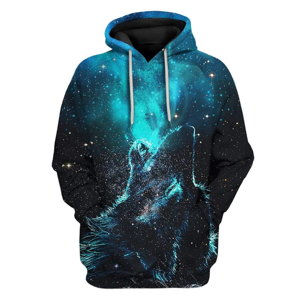 Custom T-shirt - Hoodies Wolf Galaxy HD-GH1281911 3D Custom Fleece Hoodies Hoodie S 