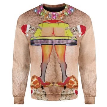 Gearhumans Custom T-shirt - Long Sleeves Funny Ugly Christmas Butt Christmas Sweater Jumper