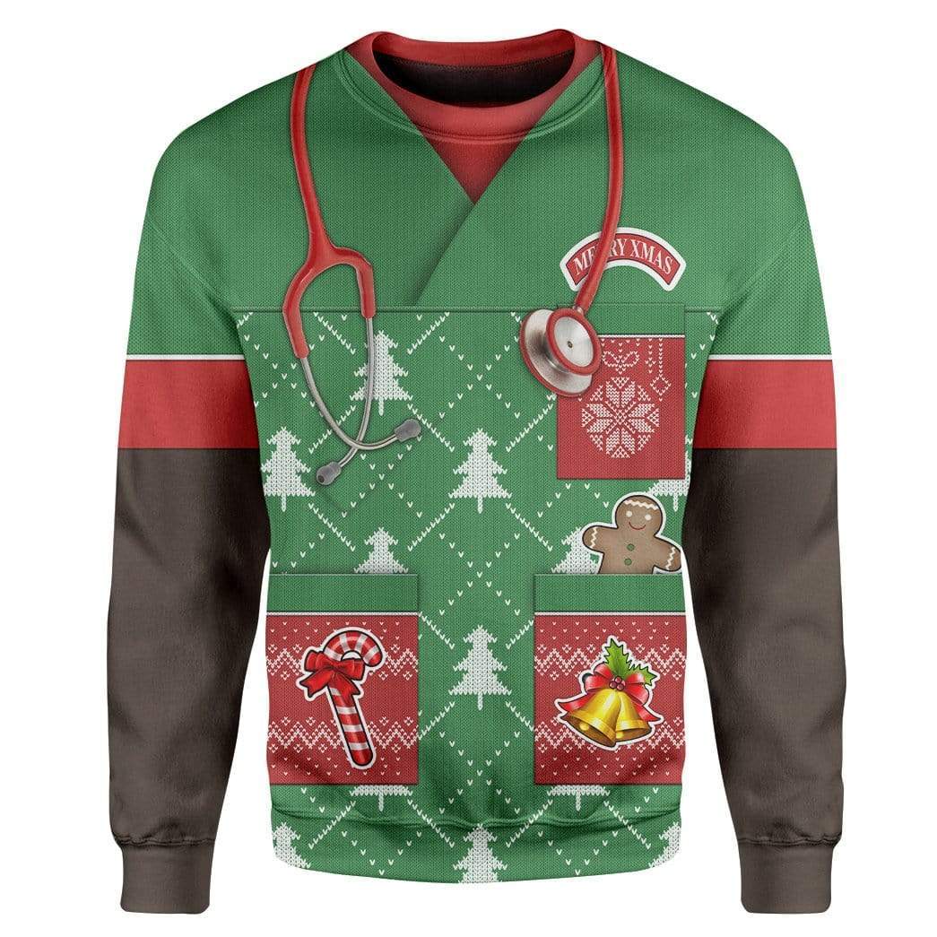 Custom T-shirt - Long Sleeves Ugly Christmas African American Nurse Christmas Sweater Jumper HD-GH20673 Ugly Christmas Sweater 