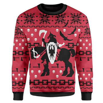 Gearhumans Custom T-shirt - Long Sleeves Ugly Christmas Death Dealer Christmas Sweater Jumper