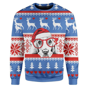 Gearhumans Custom T-shirt - Long Sleeves Ugly Christmas Dog Christmas Sweater Jumper