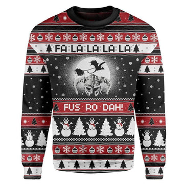 Gearhumans Custom T-shirt - Long Sleeves Ugly Christmas Fa La La La La Christmas Sweater Jumper