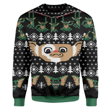 Gearhumans Custom T-shirt - Long Sleeves Ugly Christmas Gremlins Christmas Sweater Jumper