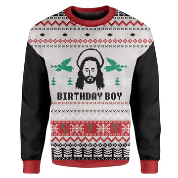 Gearhumans Custom T-shirt - Long Sleeves Ugly Christmas Jesus's Birthday Christmas Sweater Jumper