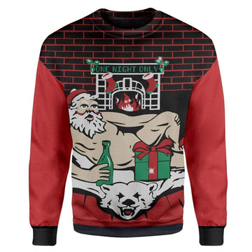 Gearhumans Custom T-shirt - Long Sleeves Ugly Christmas One Night Only Christmas Sweater Jumper