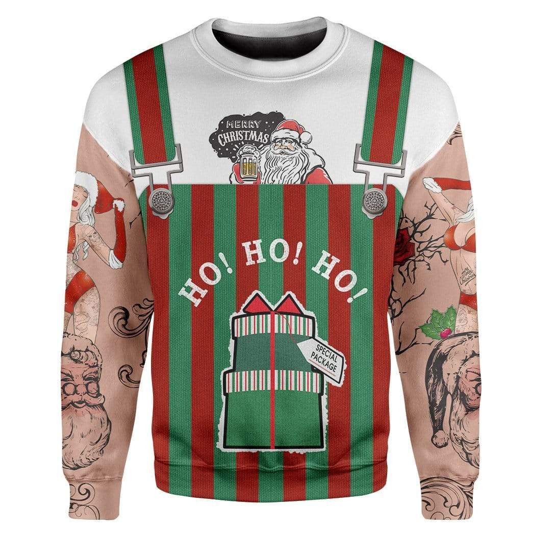 Custom T-shirt - Long Sleeves Ugly Christmas Santa Sweater Jumper HD-GH20650 Ugly Christmas Sweater 