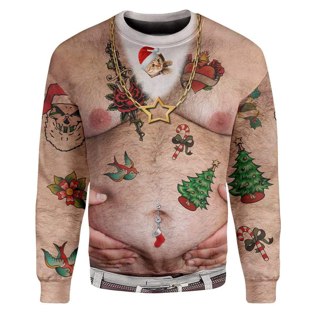 Custom T-shirt - Long Sleeves Ugly Christmas Santa Sweater Jumper HD-GH20656 Ugly Christmas Sweater 