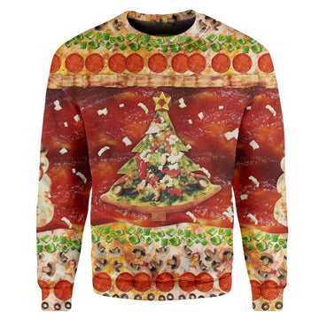 Gearhumans Custom T-shirt - Long Sleeves Ugly Christmas Serving Up Holiday Cheer Christmas Sweater Jumper