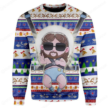 Gearhumans Custom Ugly Baby Jesus Christmas Sweater Jumper