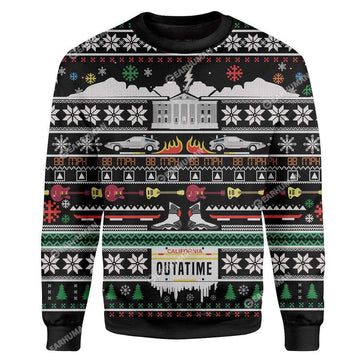 Gearhumans Custom Ugly Back To The Future Christmas Sweater Jumper
