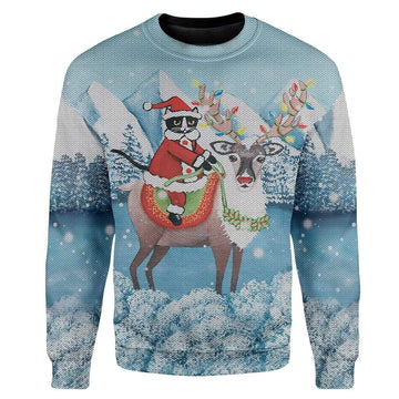 Gearhumans Custom Ugly Cat Christmas Sweater Jumper