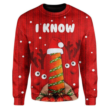 Gearhumans Custom Ugly Christmas I Know Sweater Jumper