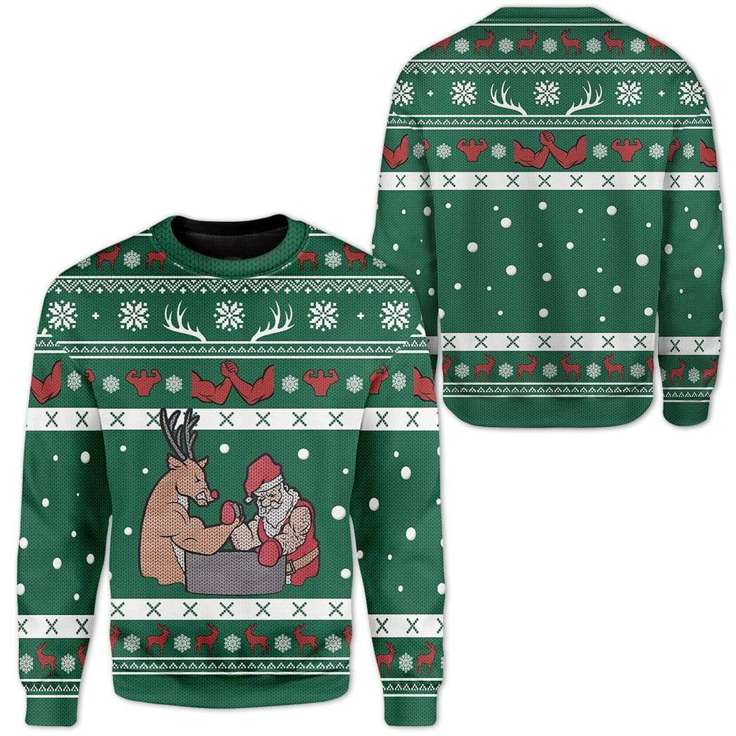 Custom Ugly Christmas Reindeer And Santa Sweater Jumper HD-TT25101901 Ugly Christmas Sweater 