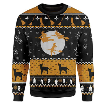 Custom Ugly Christmas Witch Sweater Jumper HD-TT24101903 Ugly Christmas Sweater Long Sleeve S 