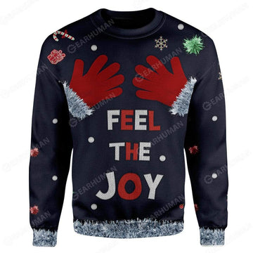 Gearhumans Custom Ugly Feel The Joy Christmas Sweater Jumper