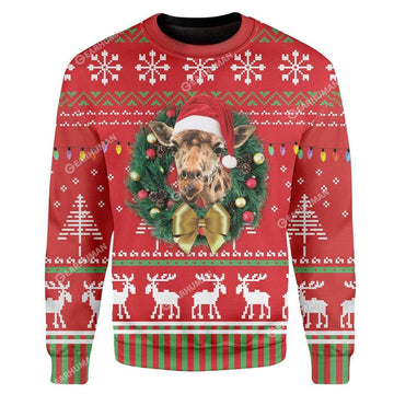 Gearhumans Custom Ugly Giraffe Christmas Sweater Jumper