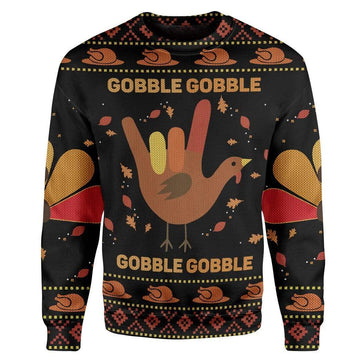 Custom Ugly Gobble Christmas Sweater Jumper HD-DT17101914 Ugly Christmas Sweater Long Sleeve S 