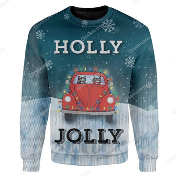 Gearhumans Custom Ugly Holly Jolly Christmas Sweater Jumper