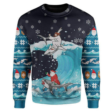 Gearhumans Custom Ugly Jesus And Santa Christmas Sweater Jumper