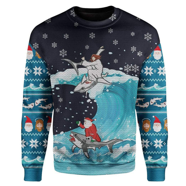 Gearhumans Custom Ugly Jesus And Santa Christmas Sweater Jumper