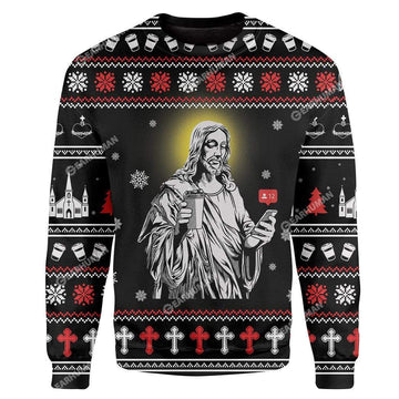 Gearhumans Custom Ugly Jesus Christmas Sweater Jumper