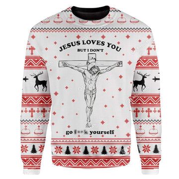 Gearhumans Custom Ugly Jesus Christmas Sweater Jumper