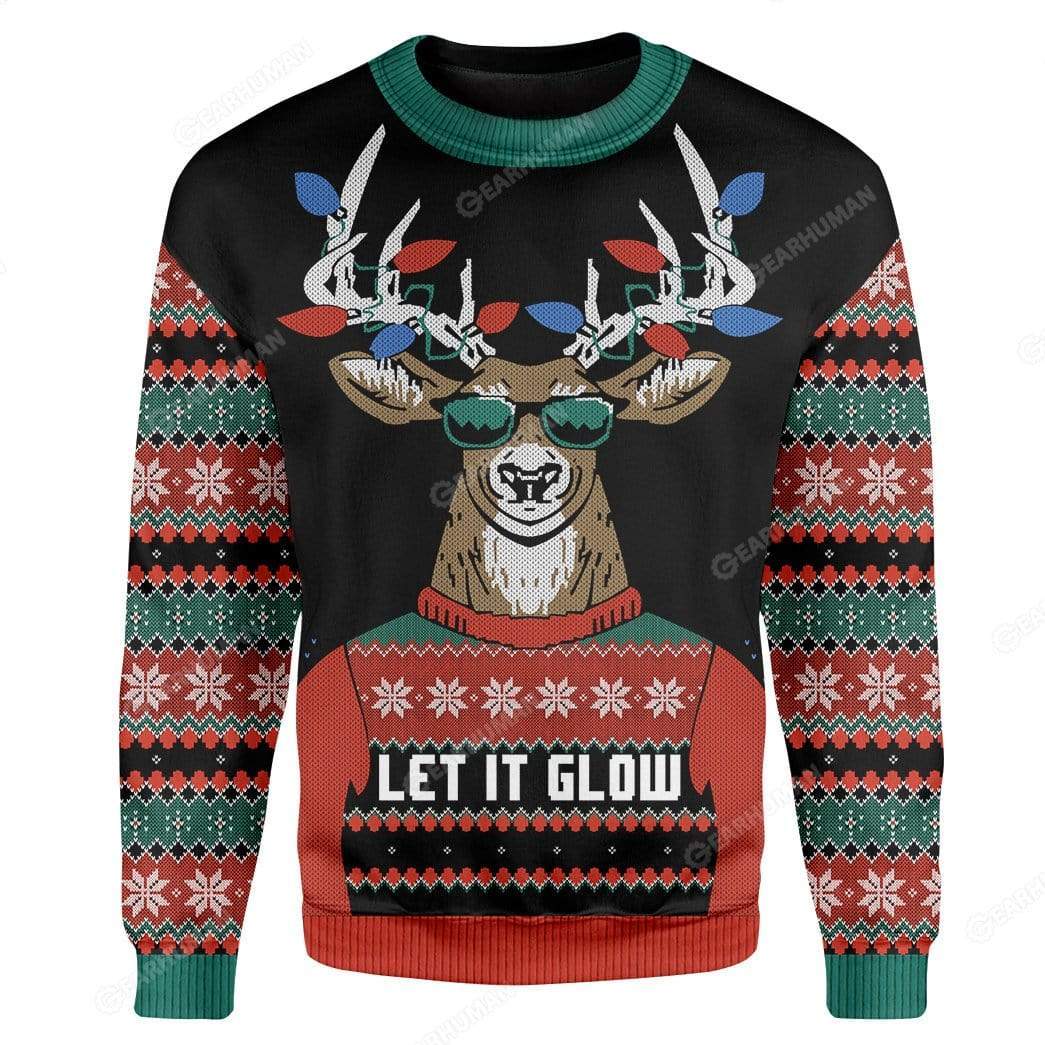Custom Ugly Let It Glow Christmas Sweater Jumper HD-TA19101914 Ugly Christmas Sweater 