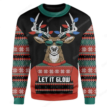 Gearhumans Custom Ugly Let It Glow Christmas Sweater Jumper
