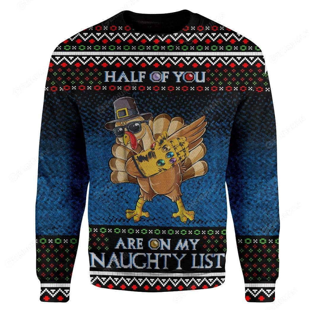 Custom Ugly Naughty Turkey Christmas Sweater Jumper HD-TA18101901 Ugly Christmas Sweater 