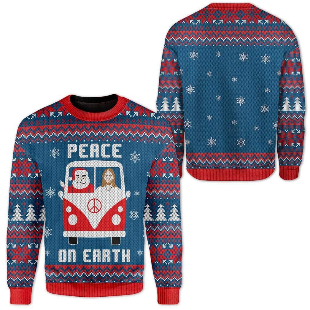 Custom Ugly Peace On Earth Christmas Sweater Jumper HD-TA21101903 Ugly Christmas Sweater 