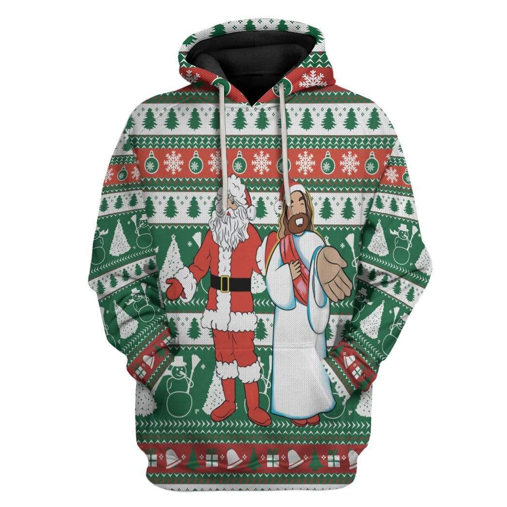 Custom Ugly Santa And Jesus Apparel HD-DT28101903 3D Custom Fleece Hoodies Hoodie S 