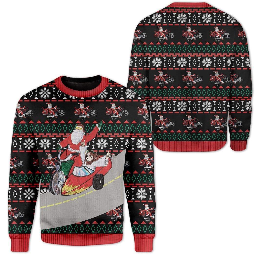 Custom Ugly Santa And Jesus Christmas Sweater Jumper HD-AT01111907 Ugly Christmas Sweater 
