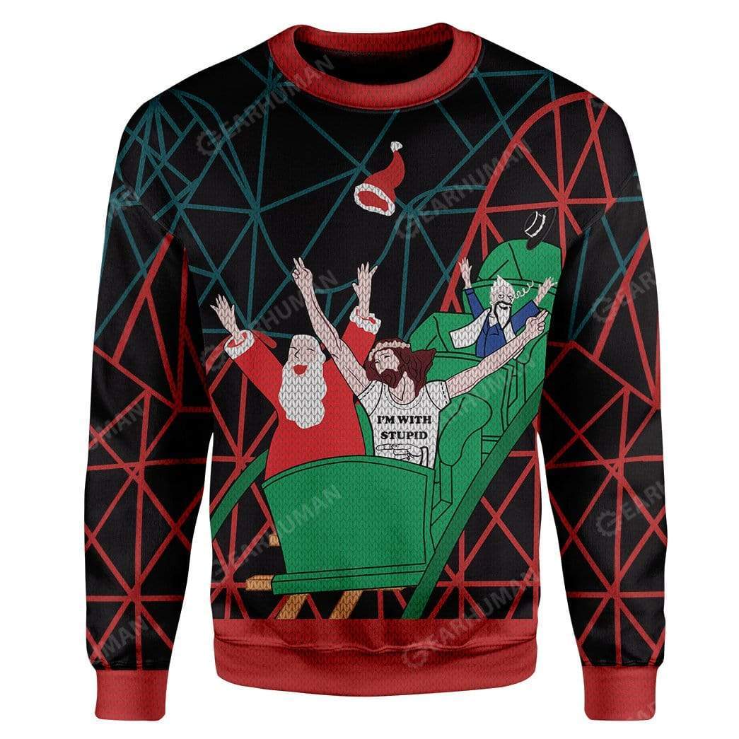 Custom Ugly Santa And Jesus Christmas Sweater Jumper HD-AT01111908 Ugly Christmas Sweater 