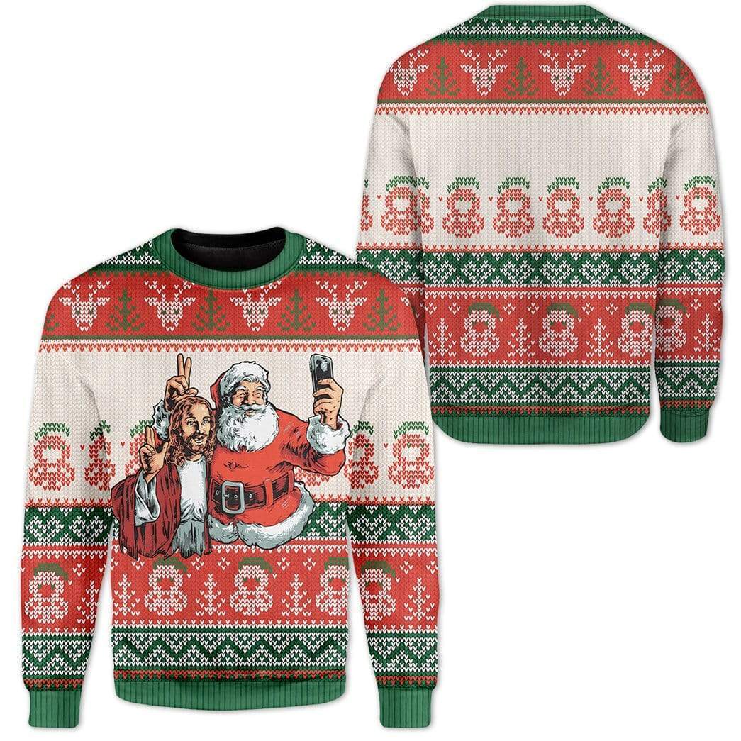 Custom Ugly Santa And Jesus Christmas Sweater Jumper HD-DT29101903 Ugly Christmas Sweater 