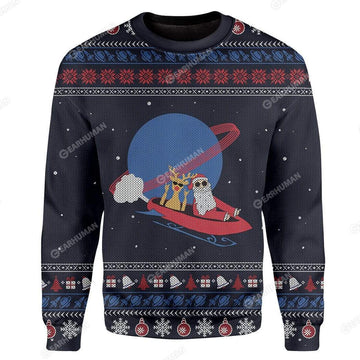 Gearhumans Custom Ugly Santa And Reindeer Christmas Sweater Jumper