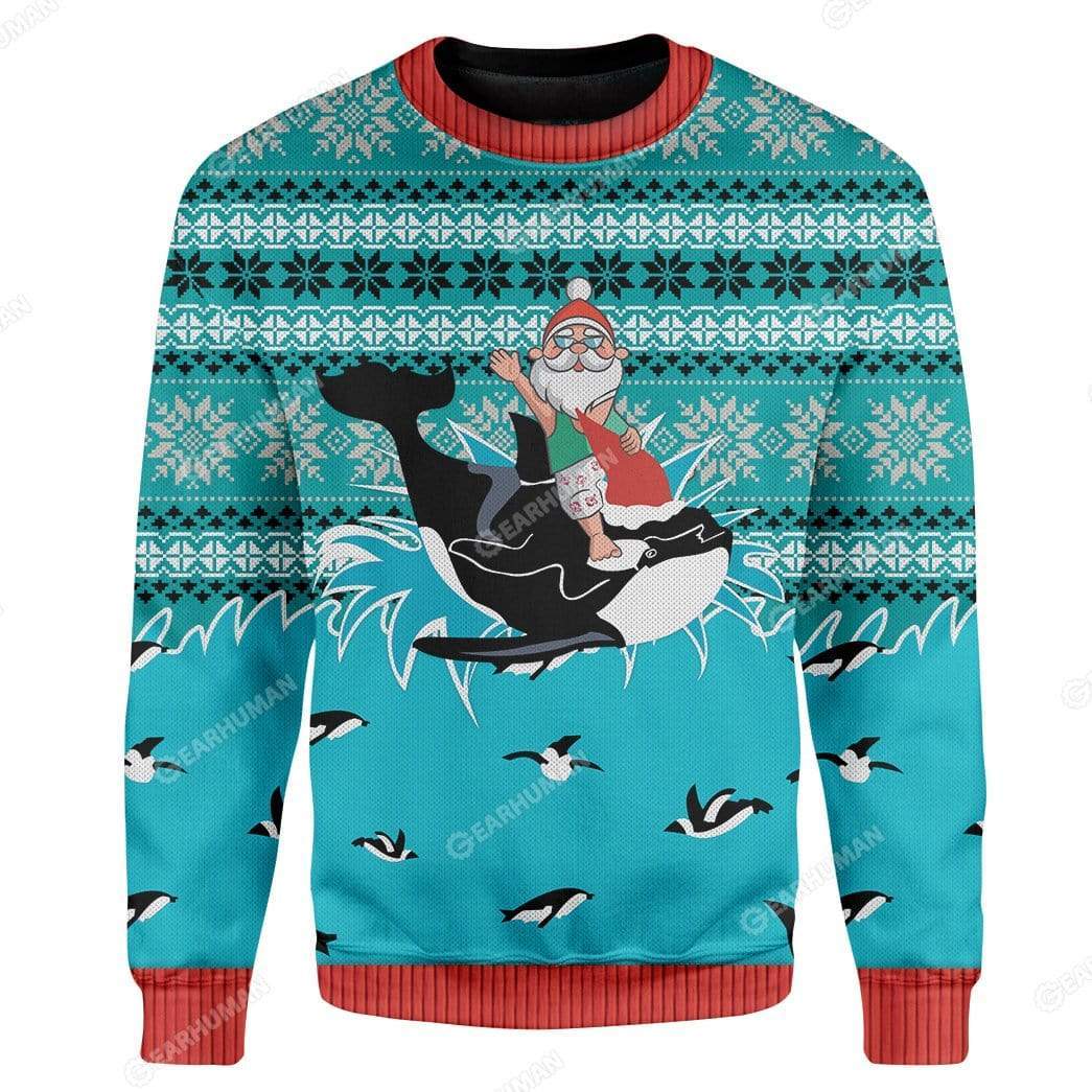 Custom Ugly Santa And Whale Christmas Sweater Jumper HD-TT29101910 Ugly Christmas Sweater 