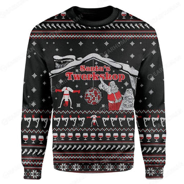 Gearhumans Custom Ugly Santa's Twerkshop Christmas Sweater Jumper