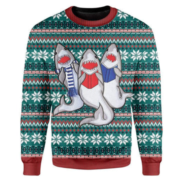 Custom Ugly Shark Christmas Sweater Jumper HD-TT01111902 Ugly Christmas Sweater Long Sleeve S 
