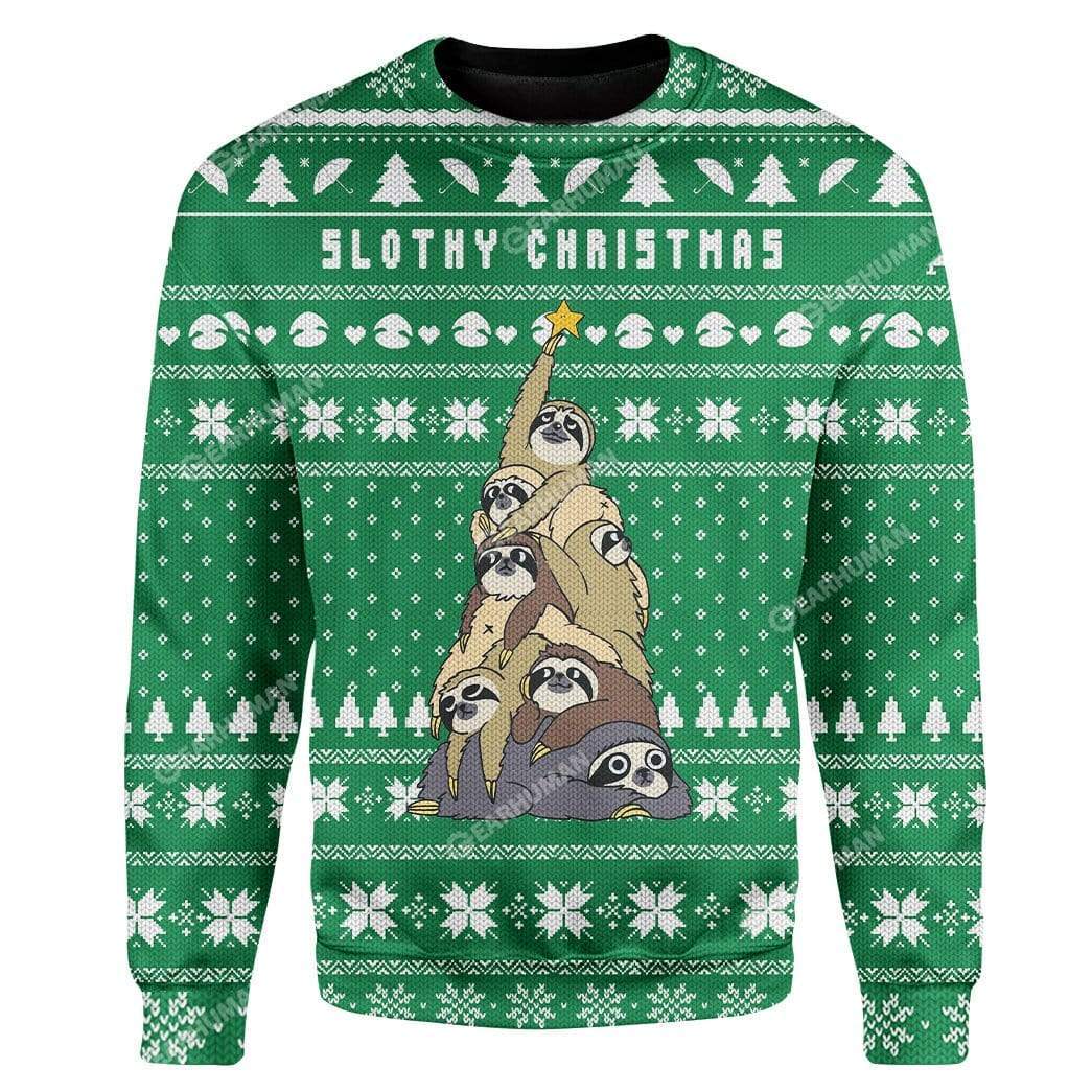 Custom Ugly Slothy Christmas Christmas Sweater Jumper HD-AT04111907 Ugly Christmas Sweater 