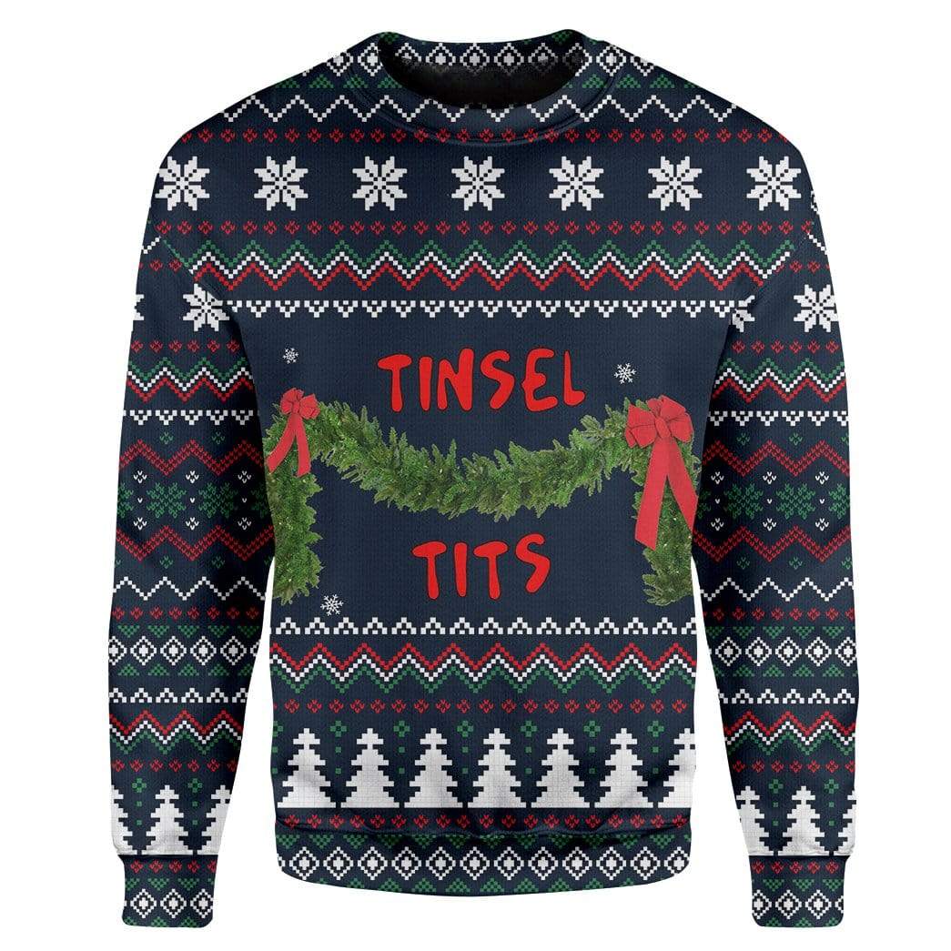 Custom Ugly Tinsel Tits Christmas Sweater Jumper HD-AT21101901 Ugly Christmas Sweater 