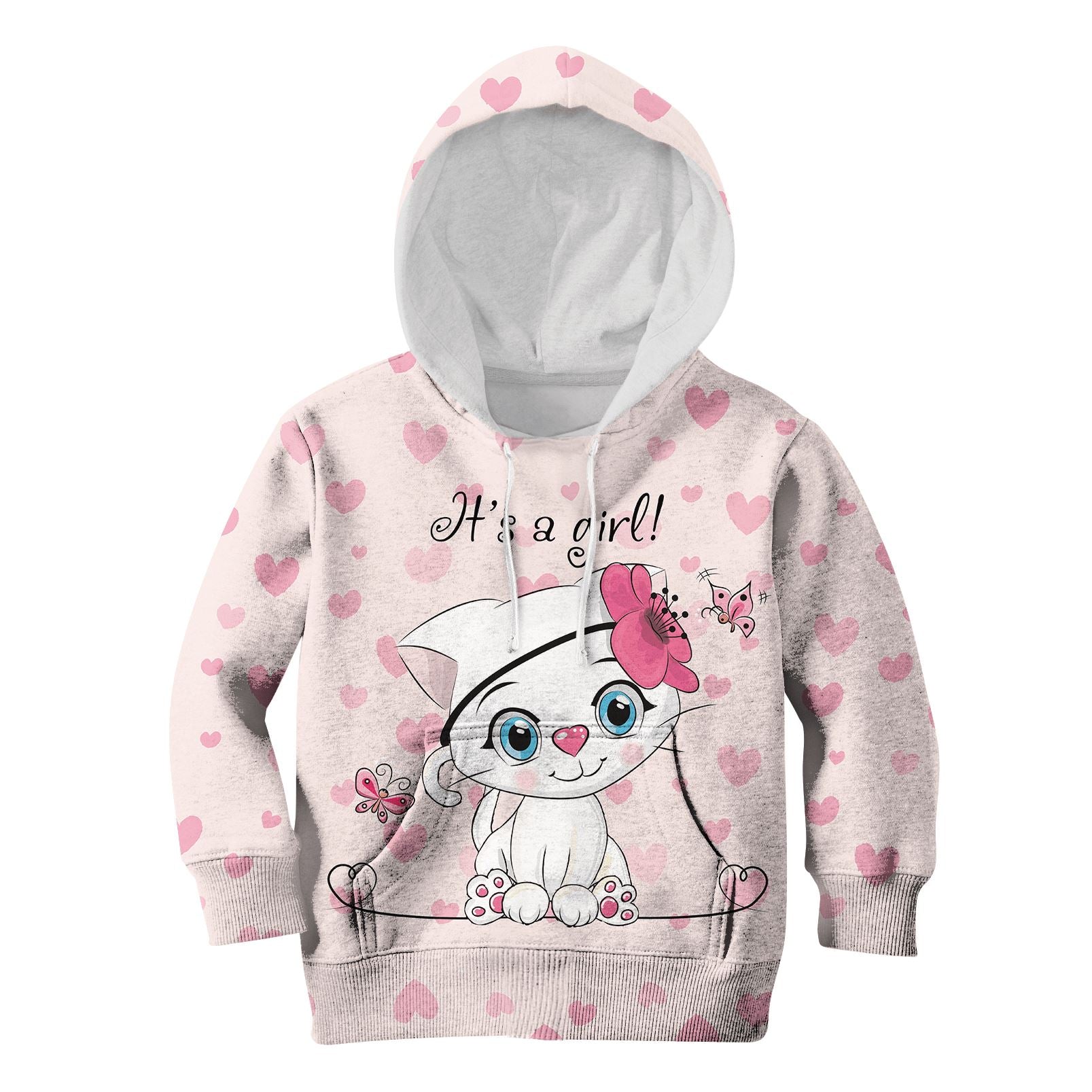 Cute Baby Catty Girl Custom Hoodies T-shirt Apparel HD-PET110349K kid 3D apparel Kid Hoodie S/6-8 