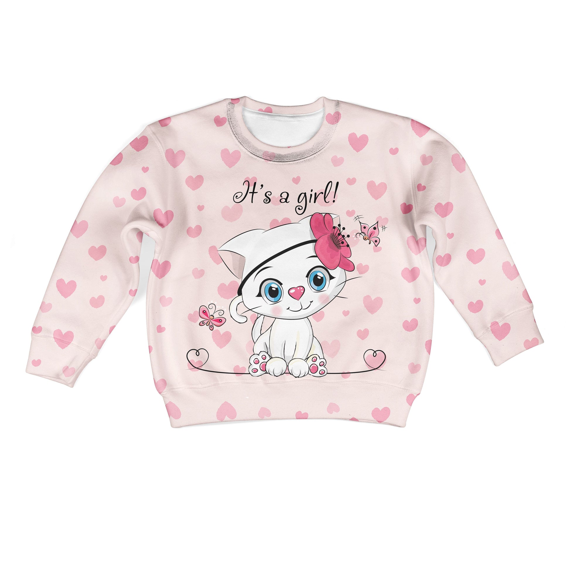Cute Baby Catty Girl Custom Hoodies T-shirt Apparel HD-PET110349K kid 3D apparel Kid Sweatshirt S/6-8 