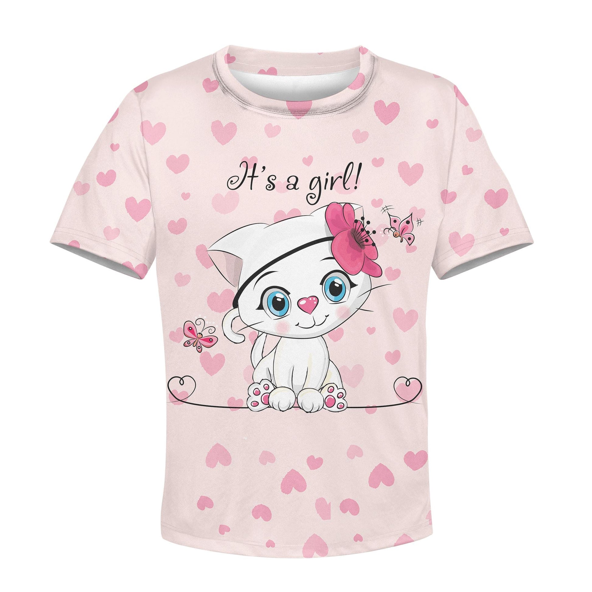 Cute Baby Catty Girl Custom Hoodies T-shirt Apparel HD-PET110349K kid 3D apparel Kid T-Shirt XS 