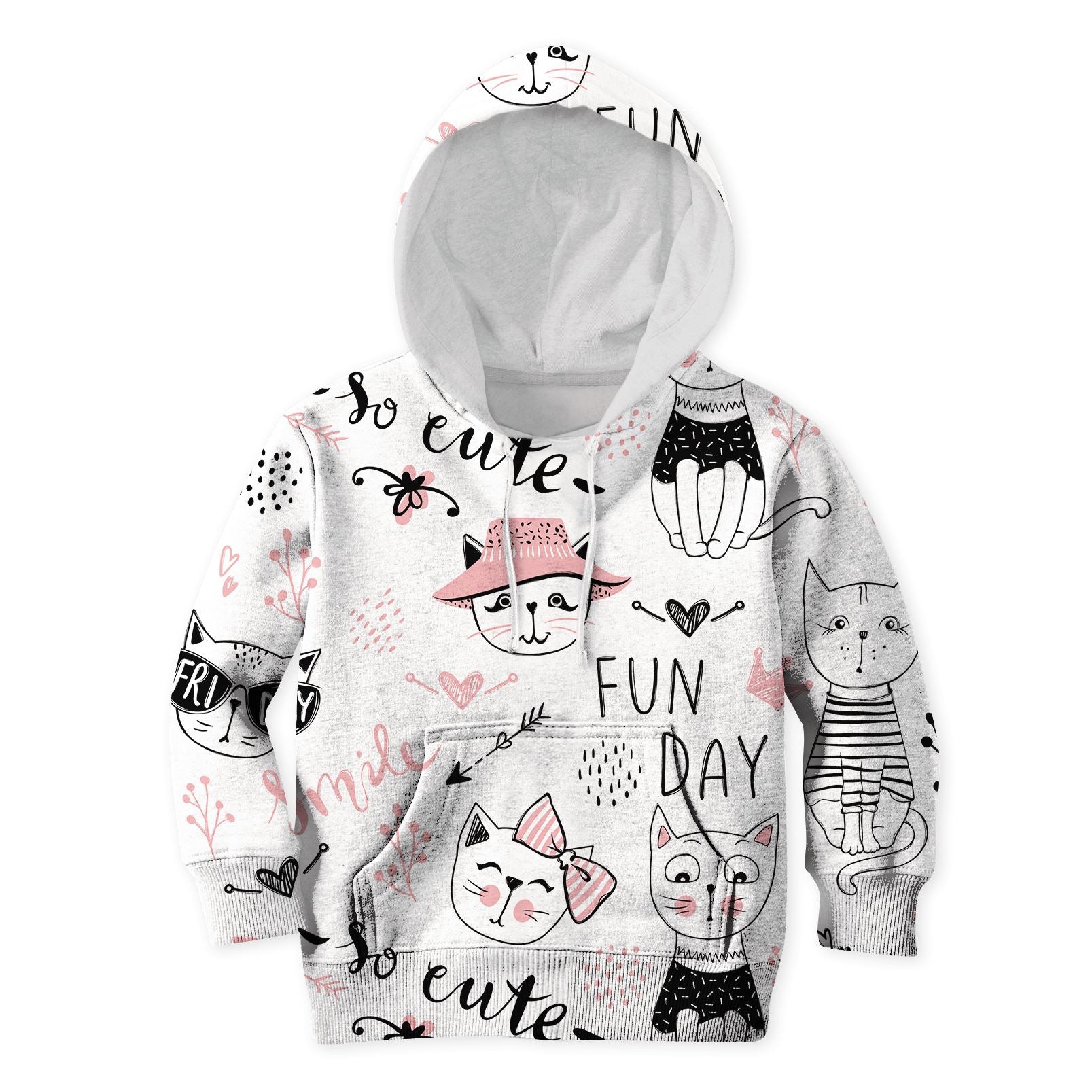 Cute Cat In Fun Day Custom Hoodies T-shirt Apparel HD-PET110329K kid 3D apparel Kid Hoodie S/6-8 