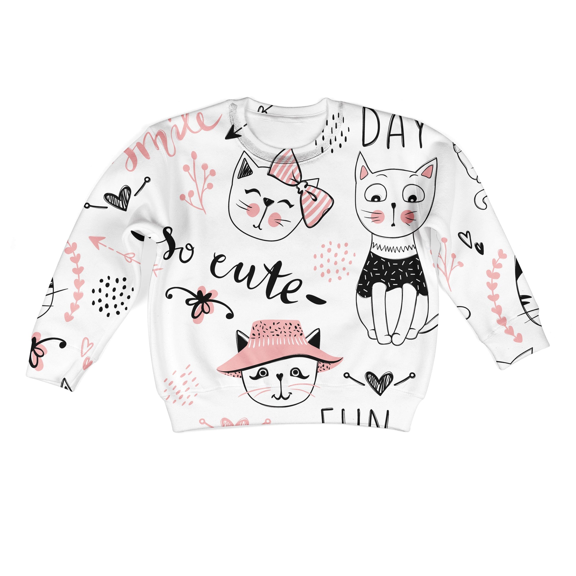 Cute Cat In Fun Day Custom Hoodies T-shirt Apparel HD-PET110329K kid 3D apparel Kid Sweatshirt S/6-8 
