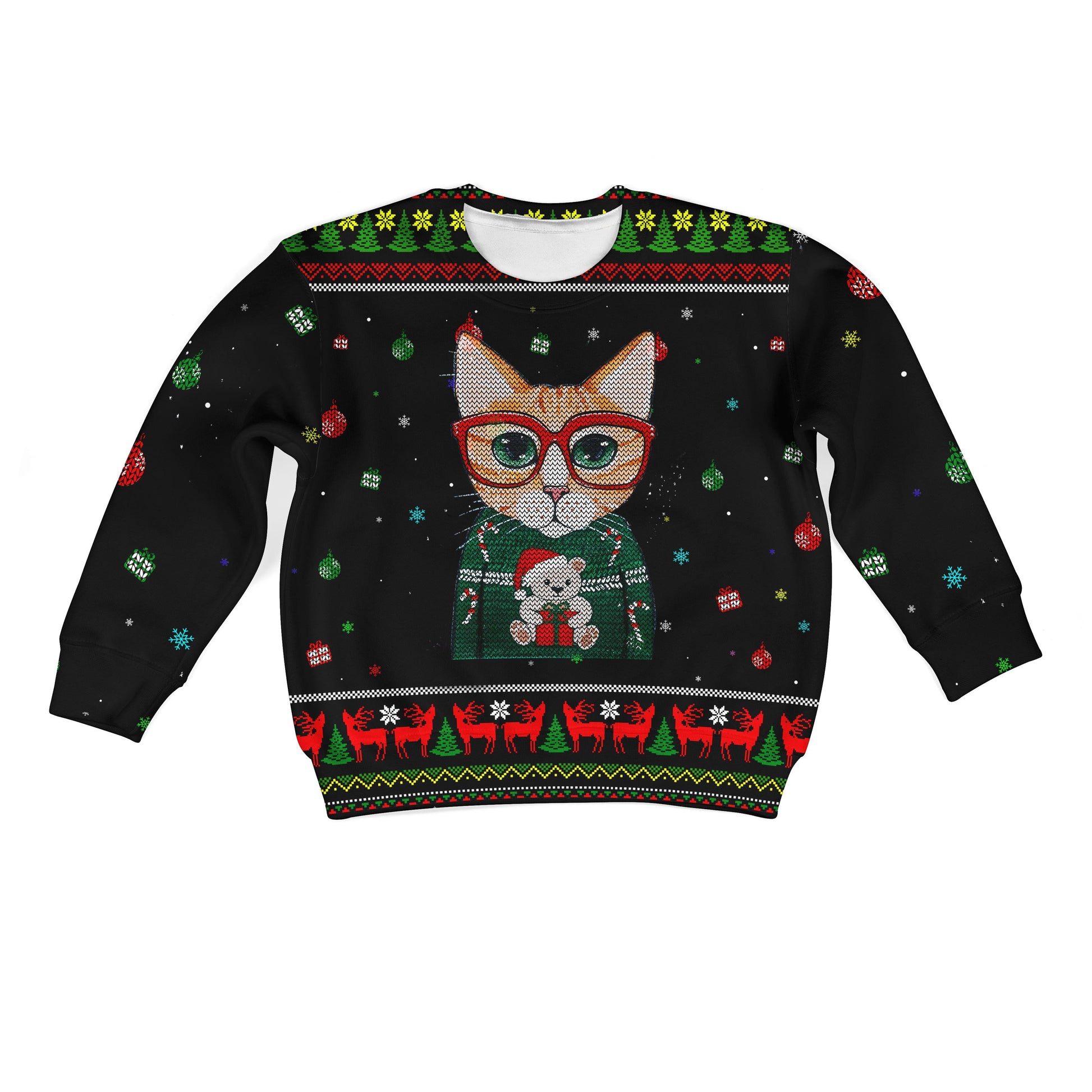 CUTE CAT MERRY CHRISTMAS Kid Custom Hoodies T-shirt Apparel HD-PET110215K kid 3D apparel Kid Sweatshirt S/6-8 