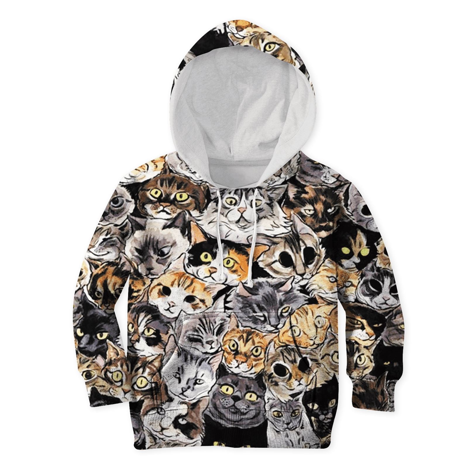 CUTE CATS Kid Custom Hoodies T-shirt Apparel HD-PET110222K kid 3D apparel Kid Hoodie S/6-8 