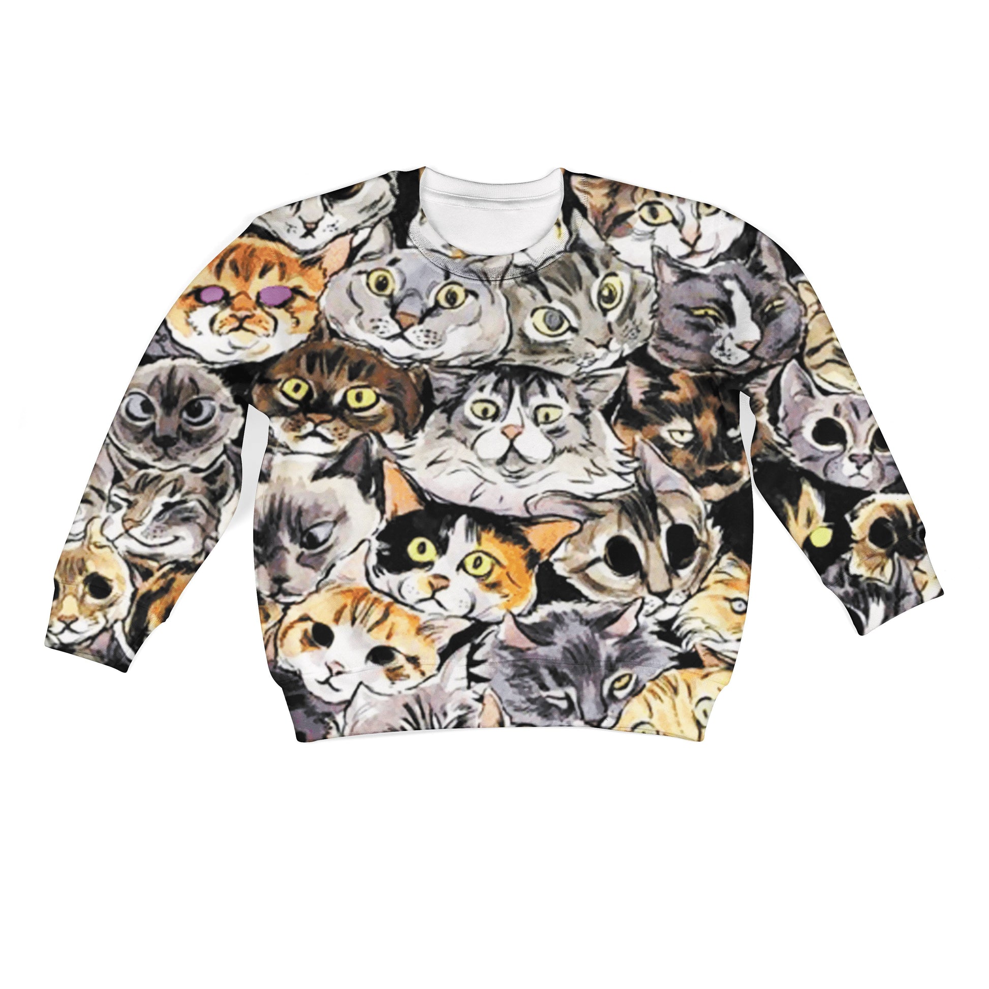 CUTE CATS Kid Custom Hoodies T-shirt Apparel HD-PET110222K kid 3D apparel Kid Sweatshirt S/6-8 