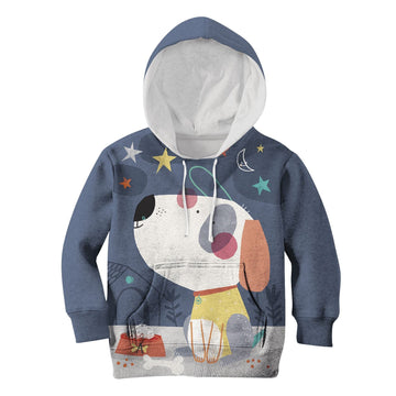 Cute Dog And His Bone Custom Hoodies T-shirt Apparel HD-PET110291K kid 3D apparel Kid Hoodie S/6-8 